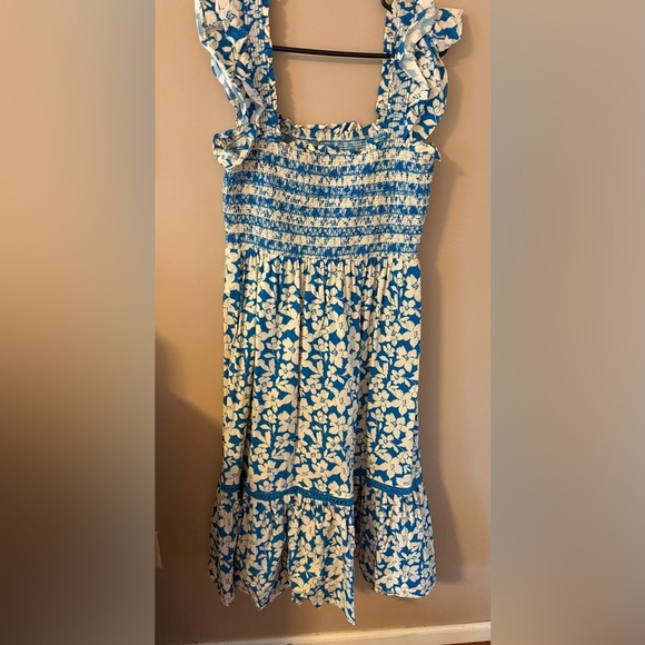 Shoshanna Hilma flutter sleeve smocked midi dress size 14 - Picture 6 of 6